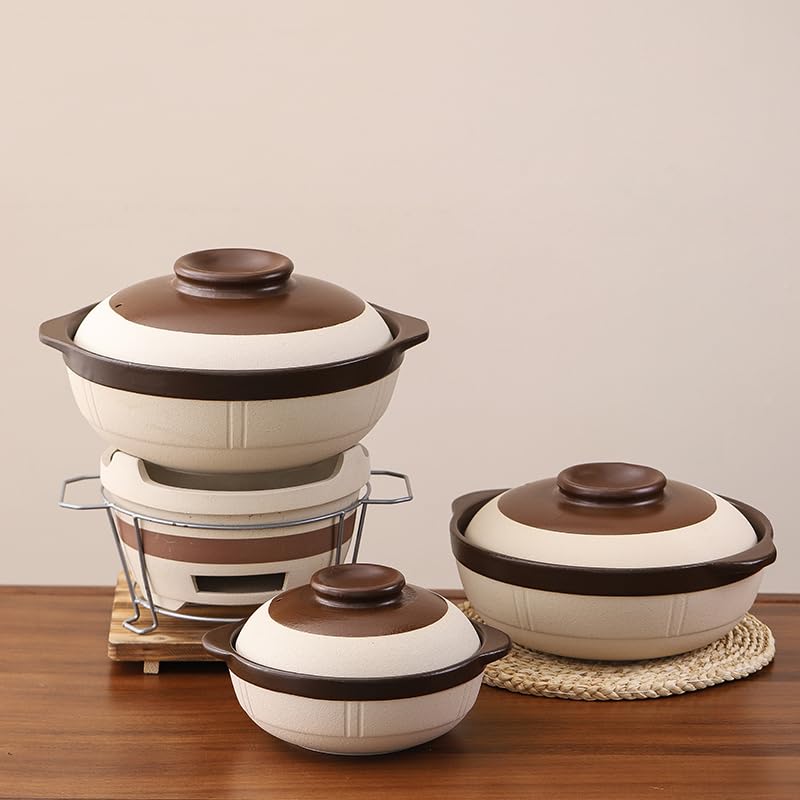 Tegame Terracotta Casseruola domestica for zuppa in ceramica resistente alle alte temperature for cottura a secco(1.8L)