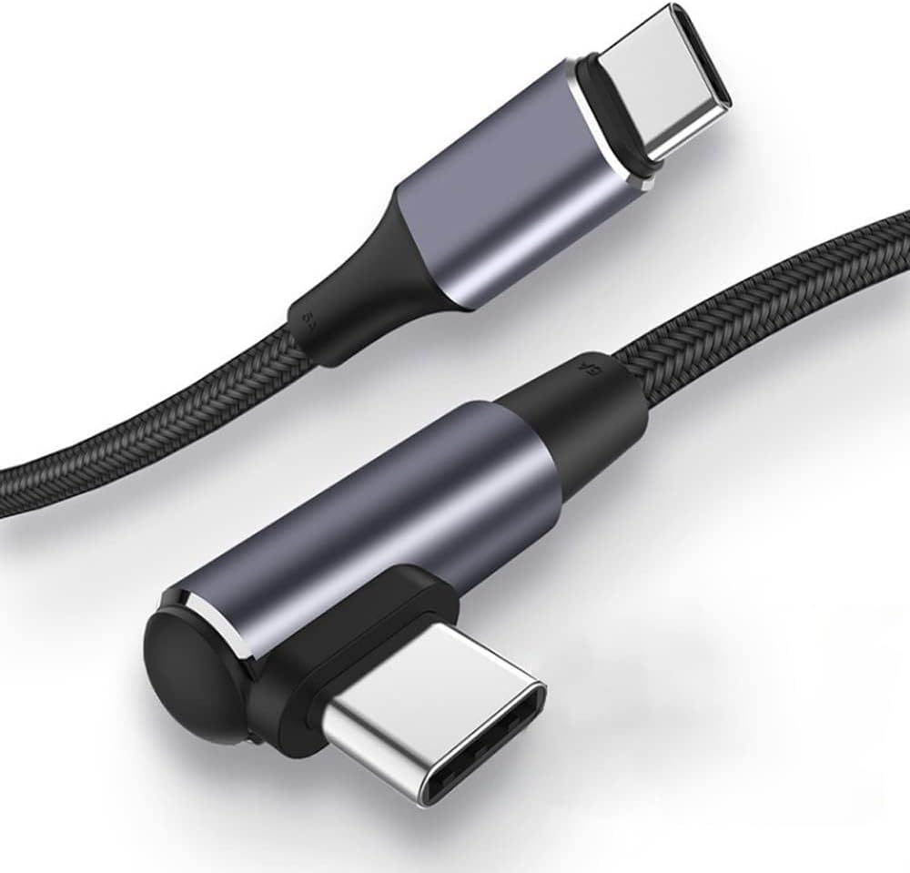 USB Type C ケーブル L字 0.25M 100W/5A PD対応 QC 4.0急速充電 高速データ転送 高耐久ナイロン編み Type c to Type c タイプC 充電ケーブル Type C機種対応
