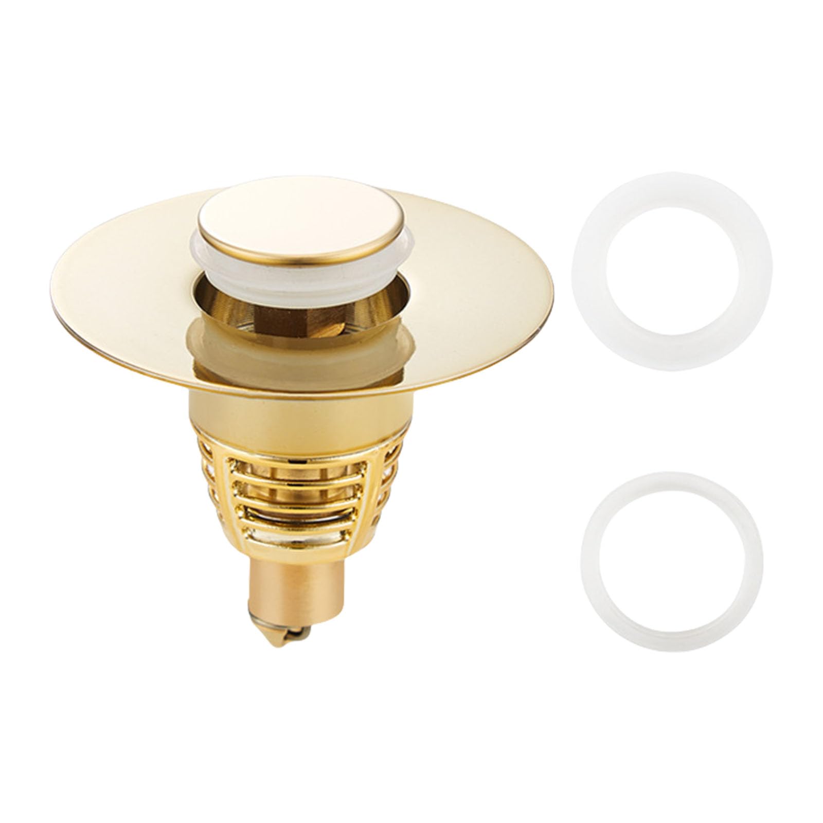 Yrohgkpn Gold Chromes Bathroom Sink Plug With Designs And Drain Strainer Portable Fit For 25Mm To 46Mm Brass Bounce Cores Stoppers Home Improvement Sink Plug