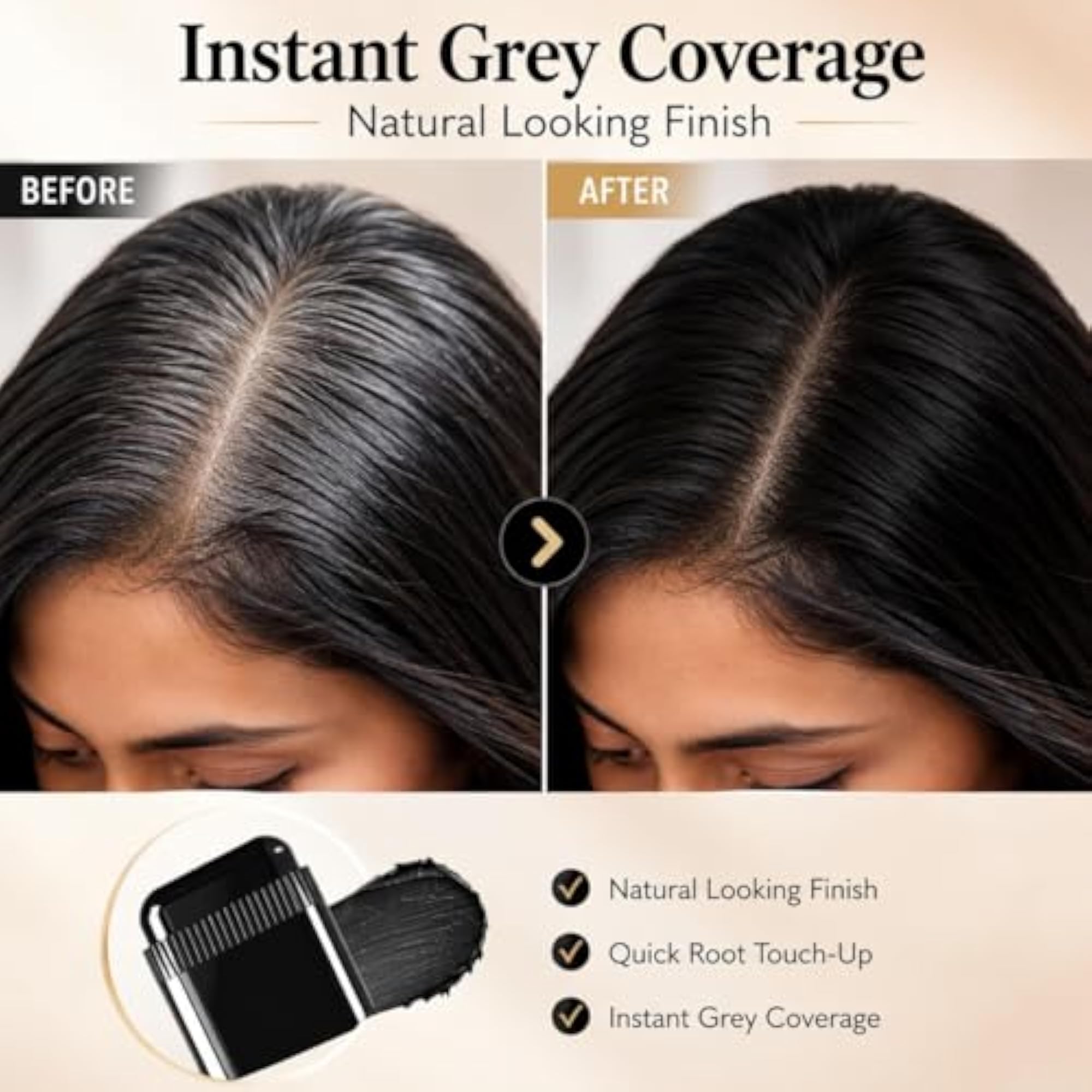 Grey Hair Coverage Stick, Instant Hair Color Comb Applicator