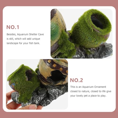 Image of POPETPOP Fish Hiding Cave, Fish Tank Decor Glass Vase Aquarium Ruins Ancient Leaning Vase Rock Broken for Betta Marine Freshwater Fish Tank Decoration