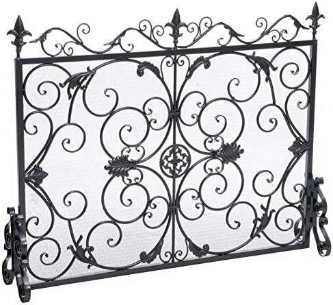 Christopher Knight Home Wilmington Fireplace Screen, Silver Flower On Black