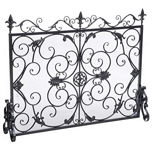 Christopher Knight Home Wilmington Fireplace Screen, Silver Flower On Black #TOP2