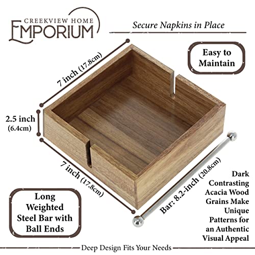 Creekview Home Emporium Farmhouse Napkin Holder - Dark Acacia Wood Weighted Napkin Holder For Tables And Kitchen Counter #TOP2