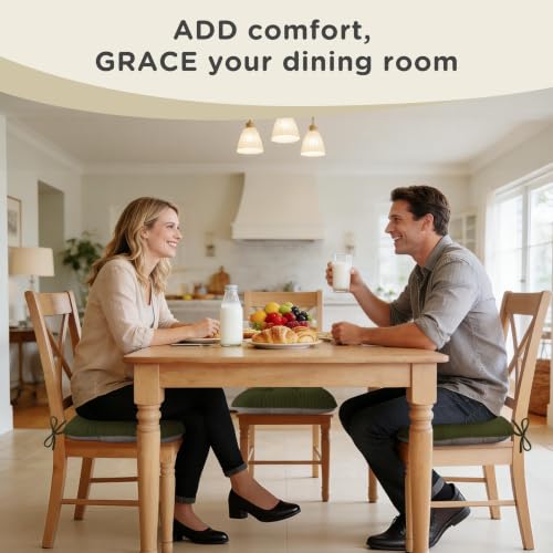 AddGrace Chair Cushions for Dining Chairs with Ties 17"x16" Set of 2 DGreen by AddGrace - Used condition - Image 3