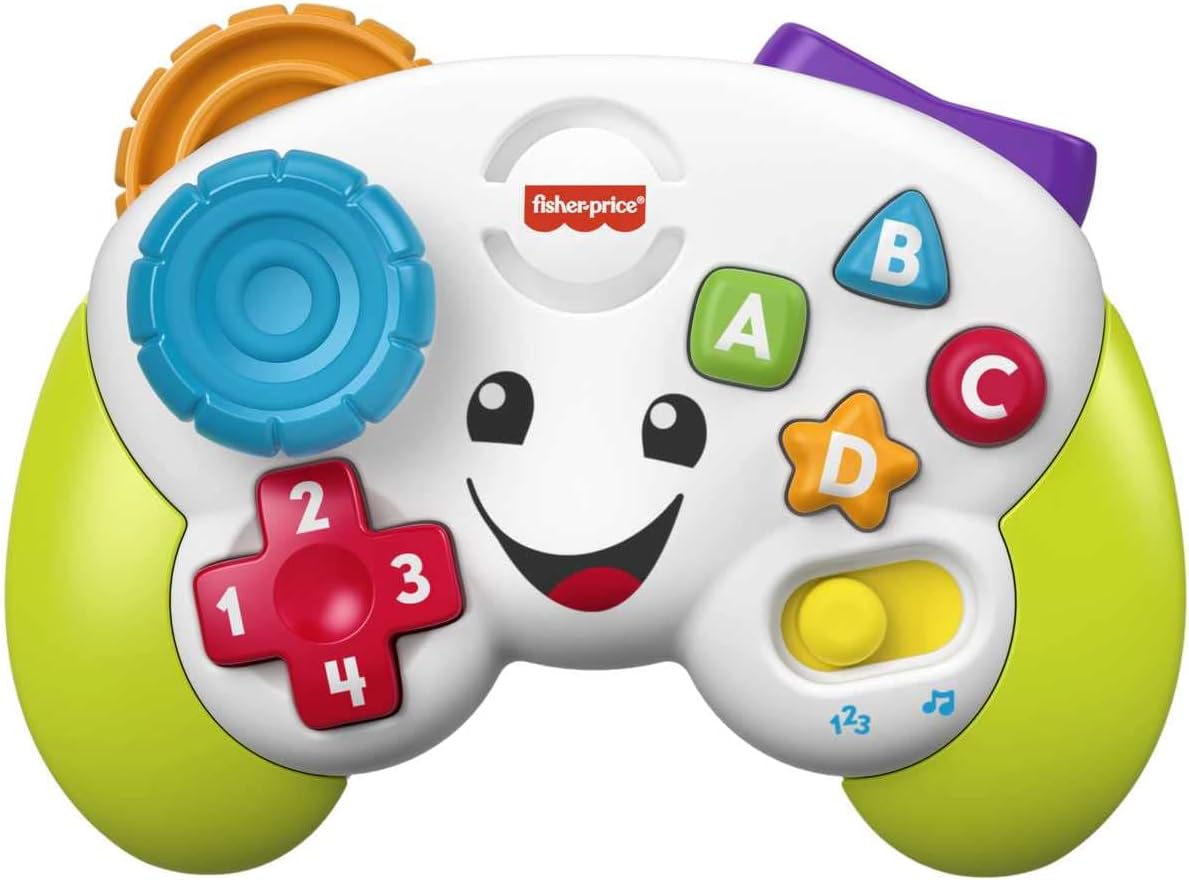 Fisher-Price Laugh & Learn Game & Learn Controller, UK English Version, musical toy with lights and learning content for baby and toddler ages 6-36 months, FWG12
