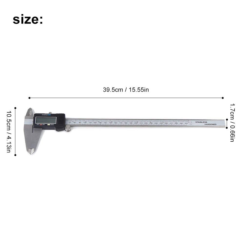 Suwmiarka 30 cm cyfrowa z wyświetlaczem LCD, wykonana ze stali nierdzewnej, konwersja metryczna, urządzenie precyzyjne, z baterią i etui