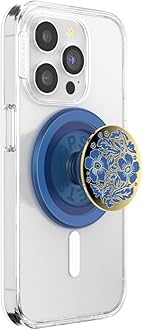 PopSockets Phone Grip for MagSafe with Kickstand, Magnetic Stand, Swappable Top, Secure Hold for iPhone MagSafe Cases, Phone & Tablet Grip - Enamel Lace Blue Vermeer