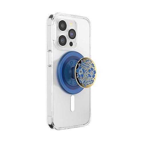 PopSockets Phone Grip Compatible with MagSafe, Phone Holder, Wireless Charging Compatible - Lace Blue Vermeer - Lace Vermeer - small - MagSafe