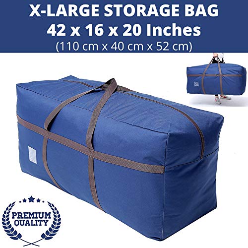 Large Blue Duffel Storage Bag - Premium-Quality Heavy Duty 600D Polyester Oxford Cloth with Handles and Reinforced Seams - 45