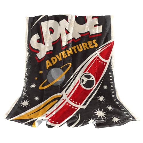 Couverture polaire fusée spatiale 150x100cm douce pour lit et canapé