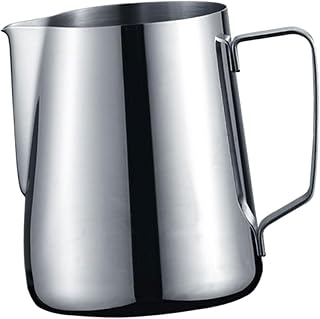 Stainless Steel Milk Pitcher for Frothing Latte Art with Ergonomic Handle and Narrow Spout Handheld Coffee Frothing Cup for Household Steaming and Creamer Serving