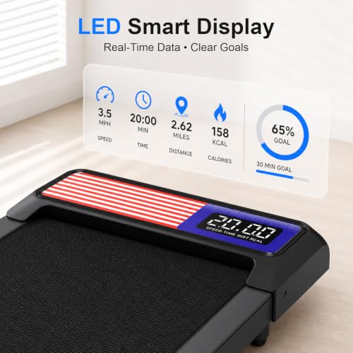 Image of Walking Treadmill Pad with 0-8% Incline,2.5HP Walking Treadmill Mat for Home & Office,Portable Treadmill with Handle Bar