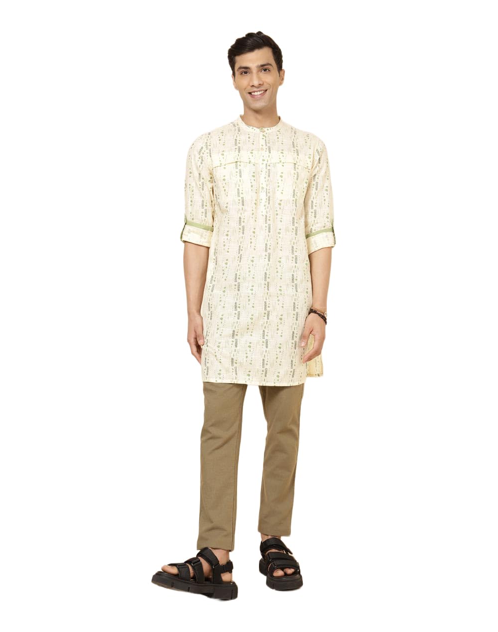 fabindia Natural Cotton Printed Slim Fit Long Kurta-picture-32
