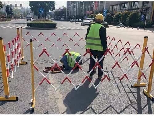 Aioneer Expandable Barricade Portable Pedestrian Safety Fence, Retractable Traffic Barrier, For Garages, Schools, Shopping Malls For Playground Park Hotel Crowd Control-Red White-1.2 * 7m