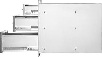 Mophorn 14" Wx20.3 H Outdoor Kitchen Drawers Flush Mount Triple Access Storage with Stainless Steel Handle for BBQ Island Patio Grill Station, 14W x 20.25H x 23.2D Inch
