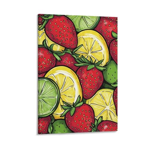 Toile fraise murale 50x75cm pour illuminer une cuisine ou une salle à manger moderne