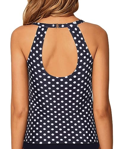 Image of Tempt Me High Neck Tankini Top Backless Bathing Suit for Women Key Hole Swimsuit Swim Top Only