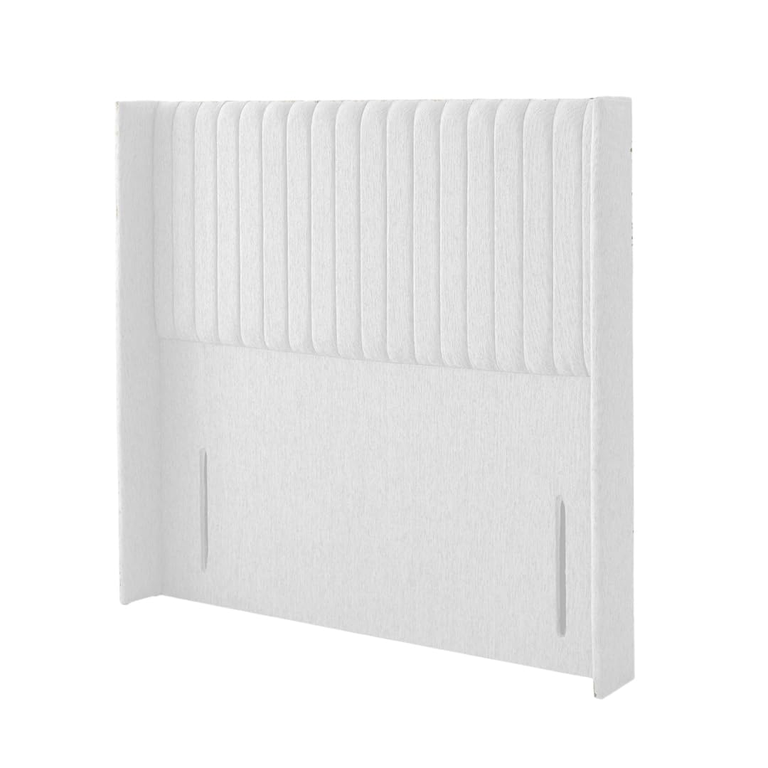 Elixir Furniture Multipanel Ottoman Winged Divan Bed Headboard | Chenille Fabric King size Headboard for bed frames | Elegant design wooden material headboards for beds (Ivory,5ft king H-50inch)