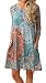 ETCYY Women's Long Sleeve Floral Printed Casual Swing T-shirt Dress With Pockets,Flower,X-Large