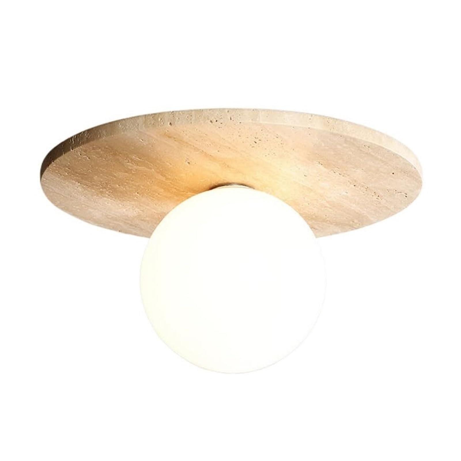 Khukhu One Color Mid Century Modern Milk Glass Ceiling Light Natural Stone Marble Light Fixture Vintage Farmhouse Hallway Ceiling Light Fixture Entryway Ceiling Mount For Porch Kitchen Balcony Corridor