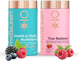Nutriburst Beauty and Wellness Combo: Health & Vitality Multivitamin Gummies + True Radiance Collagen Builder Gummies for Price In India