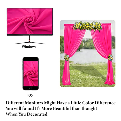 Hot Pink Chiffon Backdrop Curtain 2 Panels 29 Inch (74Cm Wide) By 120 Inches (300Cm Long) Wedding Chiffon Backdrop Drapes Beach Curtains For Living Room Voile Window Curtain Photography Backdrop #TOP3