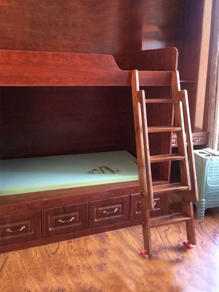 Escalera para literas de Alta Resistencia de 100, 150, 180, 220, 240 y 254 cm, Ideal para dormitorios, lofts, bibliotecas y literas Individuales con Ganchos en J y peldaños, en ángulo marrón