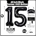 Lovoir 40 Inch Black 51 Number Balloon 15 Large Size Jumbo Digit Mylar Foil Helium Black Balloons for 15th 51st Birthday Party Celebration Decorations Graduations Anniversary Supplies