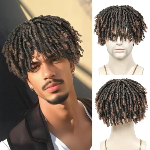 BECUS Dreadlock Toupee for Men Short Braided Toppers for Black Women Curly Synthetic Topper