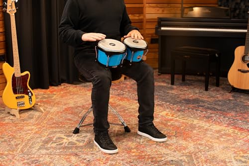 Image of Bongo Drum Set with Durable Synthetic All-weather Shells, Journey Series - NOT MADE IN CHINA - Natural Buffalo Skin Heads, 2-YEAR WARRANTY