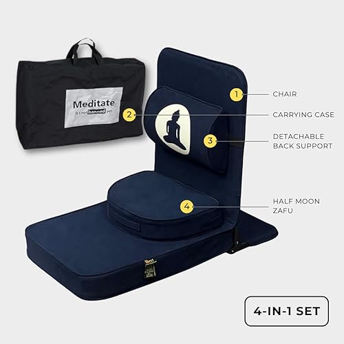 Miniatura 6 de Friends Of Meditation Buddha - Silla de meditación  Silla de yoga plegable portátil para adultos con soporte de espalda desmontable y cojín Zafu,