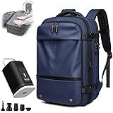 Easyvacpack, Easy Vac Pack, Air Backpack with Pump, Airback Backpack with Pump, Vacuum Compression Backpack Travel, Expandable Travel Vacpack Backpack Vacuum Compression(Blue,With Air Pump)
