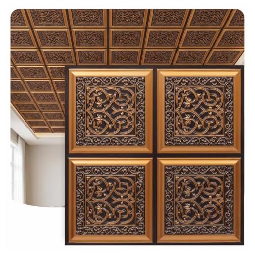 From Plain To Beautiful In Hours 231 Lover's Knot PVC 2' x 2' Glue-up Ceiling Tile, Pack of 25, Antique Copper, 25 Piece