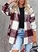Womens Casual Plaid Flannel Lapel Button Down Shirt Jacket Shackets Coat 6025 Burgundy Medium