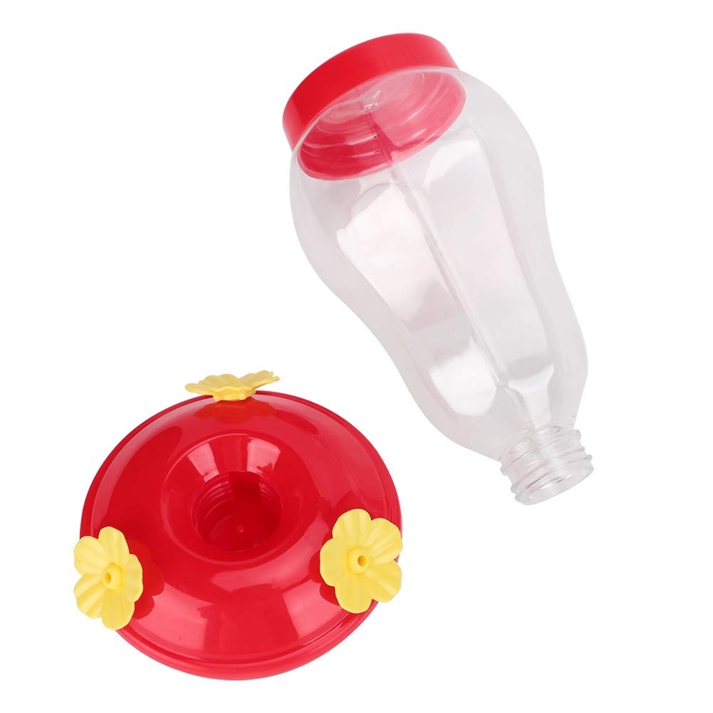 Alimentador de Colibrí Colgante, Bebedero para Pájaros al Aire Libre, Plástico, Forma de Flor, Rojo