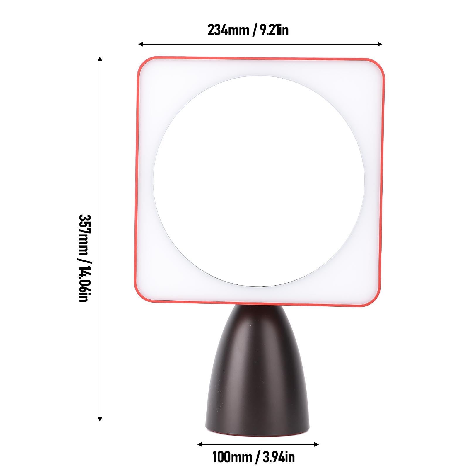 Specchio di cortesia da scrivania a LED compatto con ampia area di illuminazione per gli amanti del trucco (rosso nero)