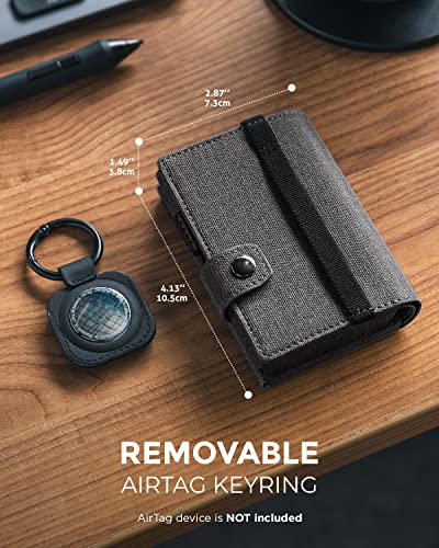 Image of VULKIT Aluminium Pop Up Card Wallet With Airtag Holder Rfid Blocking Credit Card Holder With Banknote Compartment & Id Window, Grey, Minimalist