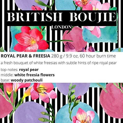 Royal Pear & Freesia Large Luxury Scented Candle in Box - Luxurious Floral Fruity Fragrance with Long Burn time - 280gm Natural Wax - Scented Candle Gifts for Women & Men