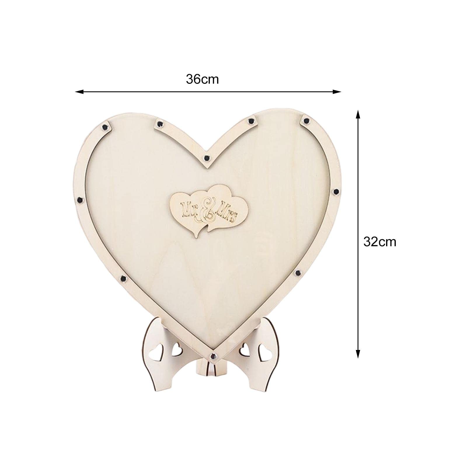 Libro de Firmas para Bodas en 3D con Marco de Madera en Forma de Corazón Y 80 Corazones de Madera para Aniversario.