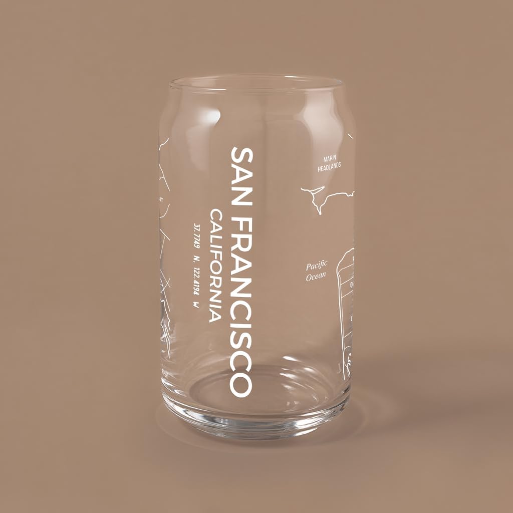 NARBO. THE CAN drinking glass with map design (San