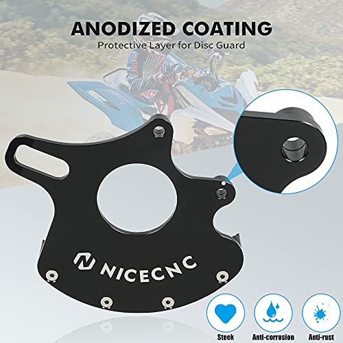 Nicecnc Black Rear Disc Rotor Guard Protector And Dual Sprocket Chain Guard Protector Compatible With Yamaha Raptor 700 700R #TOP4