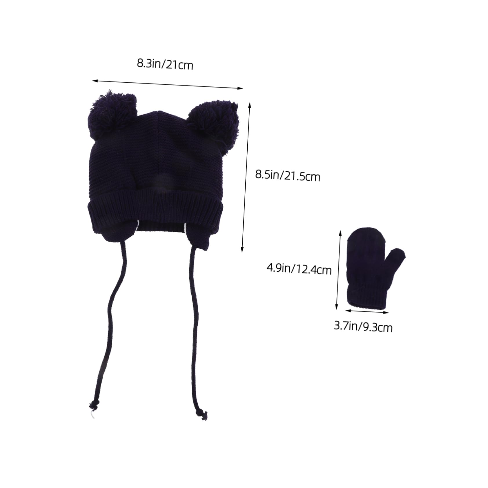 SHERCHPRY Unisex Kids Hat Glove Set Beanie Earflaps Mittens Soft Knitted Hat for Boys/Girls Toddler Infant Clothing Dark Blue