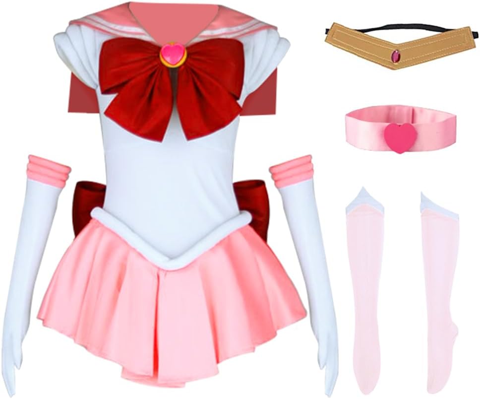 DAZCOS Child Size Anime Cosplay Costume Small Kids for Girl Include Dress, Gloves, Socks, Headband,Neck-strap,Bow