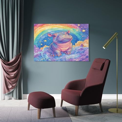 Tableau impression sur toile hippo moderne murale maison - 4