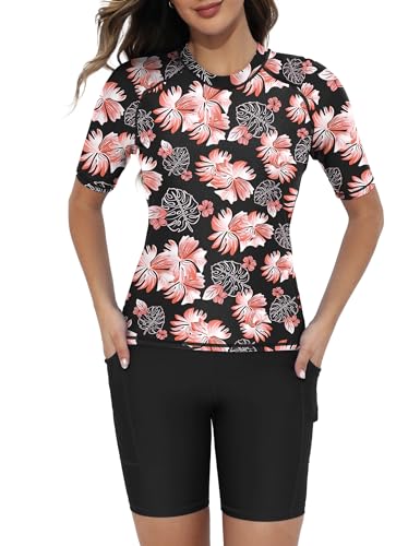 Tournesol Women's Two Piece Rash Guard Swimsuit
