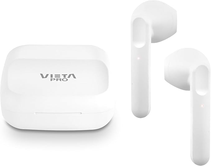 Vieta Pro Auriculares Inalámbricos con Bluetooth 5.4, Control Táctil y Manos Libres. Cascos con Micrófono y Batería Larga Duración 20h. Auriculares Resistentes al Agua con Caja de Carga | Squid Blanco