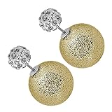 1 Paar Ohrstecker Tumundo® 2 Perlen-Ohrringe Shamballa Damen-Schmuck Doppel-Kugel Ohrstecker Glitzer Strass Front-Back, Variante:champagner