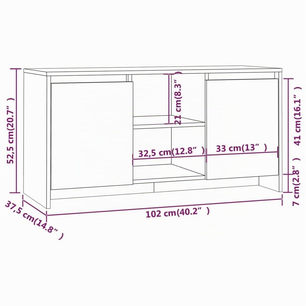 vidaXL Mueble para TV Soporte Mobiliario Armario Aparador Salón Sala de Estar Dormitorio Decoración de Madera Contrachapada Blanco 102x37,5x52,5 cm