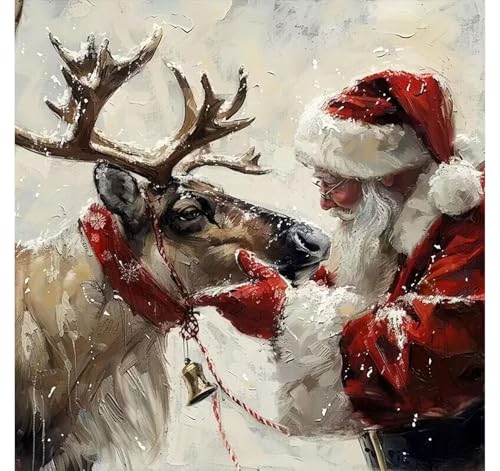 cviokrdu Christmas Paint by Numbers Kit for Adults - Santa Claus Adult Paint by Number Kits on Canvas DIY Christmas Elk Oil Painting for Gift Home Wall Decor (16x16inch)